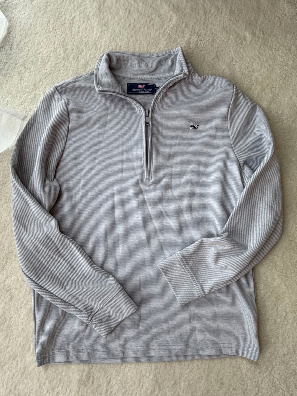 Vineyard Vines Kids Light Gray Quarter-Zip Sweater